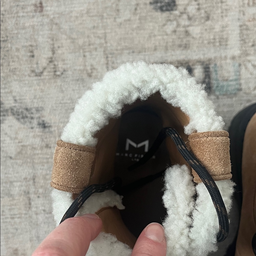 Women's Marc Fisher Brand New Tan Suede Ankle Boots with Faux Fur Lining 8 - Picture 3 of 6